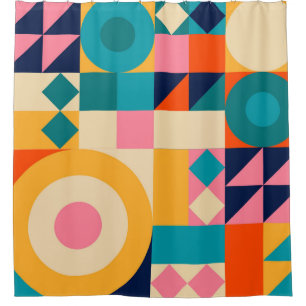 Cortina Para Box Geometria Minimalista: Poster de Ilustração Vintag