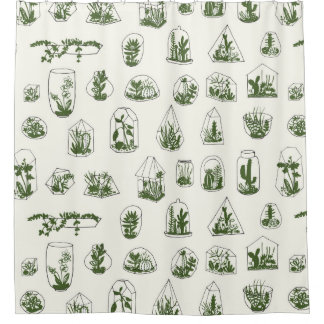 Cortina Para Box Geometric florarium with succulents pattern.