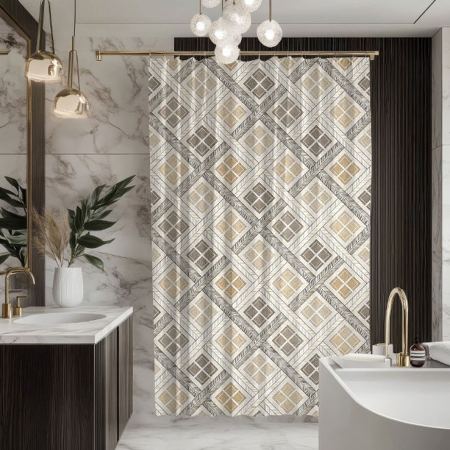 Cortina Para Box Geometric Shower Curtain Neutral Pastel Modern (Geometric Shower Curtain Neutral Pastel Modern Look)