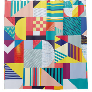 Cortina Para Box Geométrico Decorativo: Padrão de Abstrato de Vinta