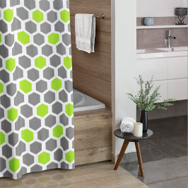 Cortina Para Box Geométrico do Hexágono da Cinza Verde limão Modern