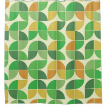 Geométrico Floral Verde Retro Meados do Século