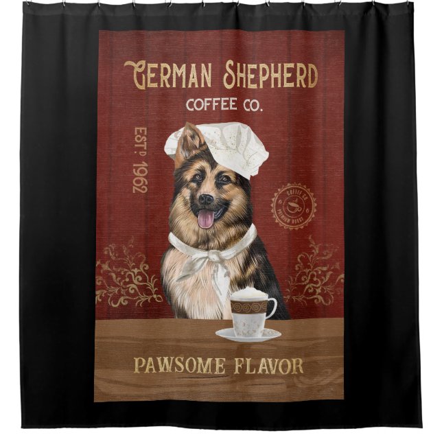 Cortina Para Box German Shepherd Dog Coffee Company Canvas (Frente)