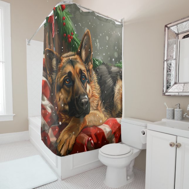 Cortina Para Box German shepherd Natal Festivo (In Situ)