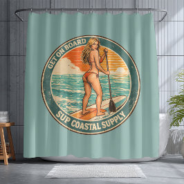 Cortina Para Box Get On Board SUP Pinup Sunset Paddle Retro Coastal