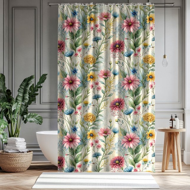 Cortina Para Box Gift for Mom & Dad Pastel Wildflowers Curtain (Gift for Mom & Dad Pastel Wildflowers Curtain)