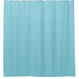 Cortina Para Box Gingham-patterned shower curtain in teal and white