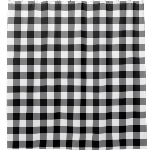 Cortina Para Box Gingham Preto E Branco (Frente)