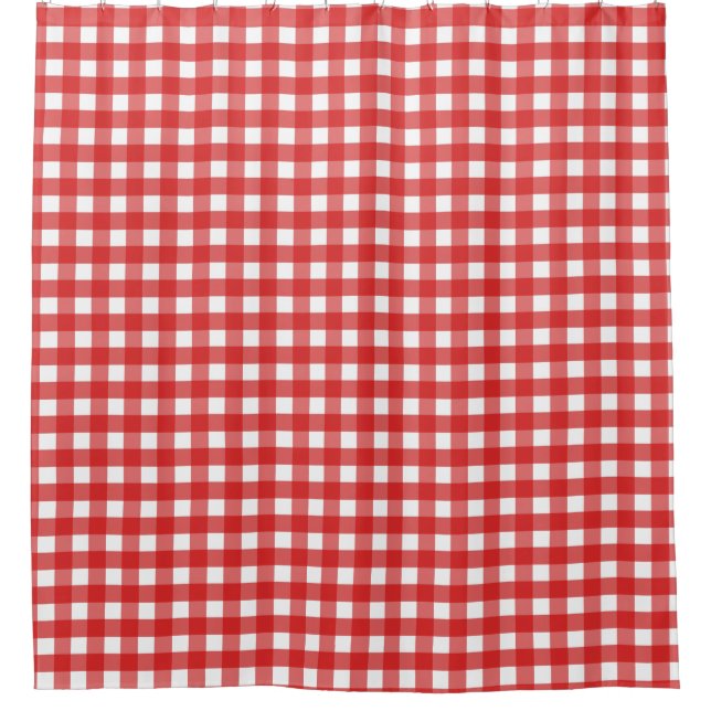 Cortina Para Box Gingham vermelho e branco (Frente)