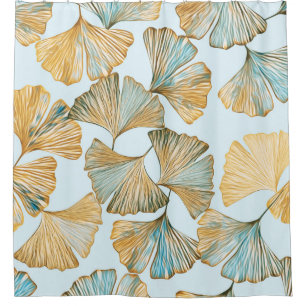 Cortina Para Box Gingko deixa aquarela padrão sem costura