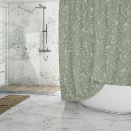 Cortina Para Box Ginkgo Leaves Japandi Neutral Botanical Sage Green