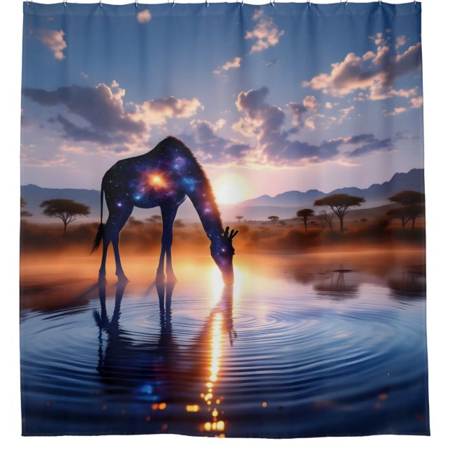 Cortina Para Box Girafa Cósmica - Cortina de Chá Sunset Africano (Frente)