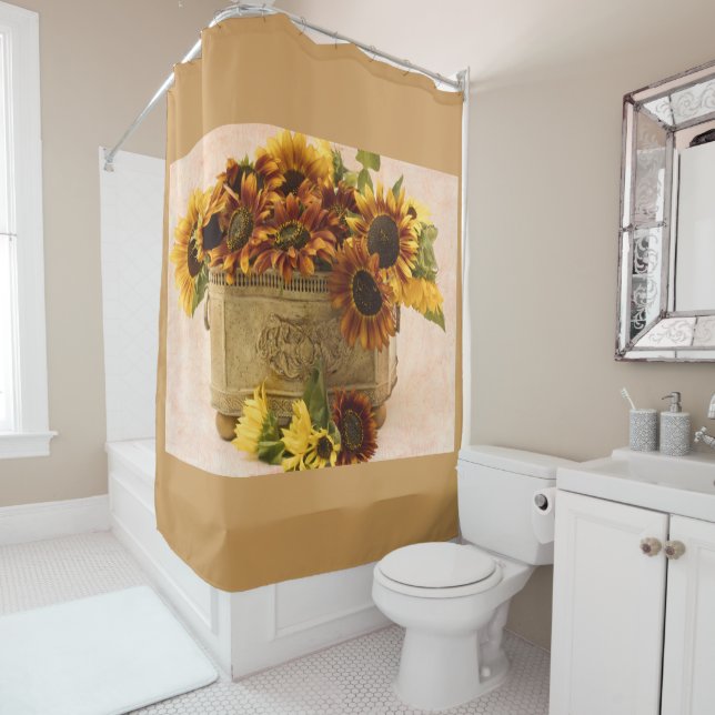 Cortina Para Box Girassóis De Laranja No Soquete De Tin (In Situ)