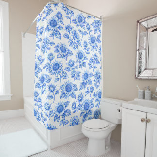 Cortina Para Box Girassóis Elegantes Toile du Jouy – Botânico Azul