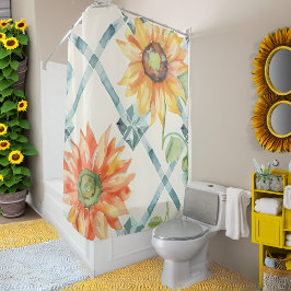 Cortina Para Box Girassóis Floral moderno desgastado