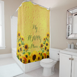 Cortina Para Box Girassol Amarelo com Gotículas de Água Meu Lugar F