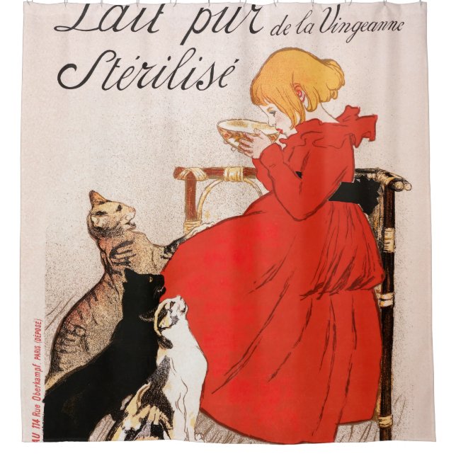 Cortina Para Box Girl in Red Dress Drinking Milk Steinlen Poster (Frente)