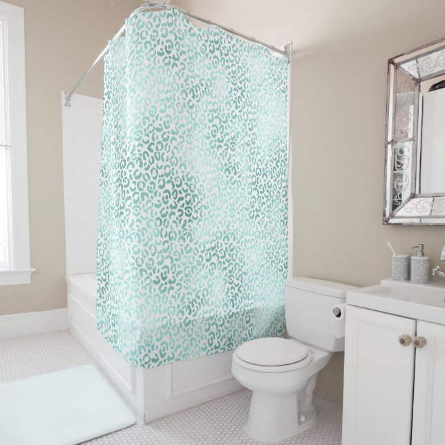 Cortina Para Box Girly Glam Mint Leopard Print (In Situ)