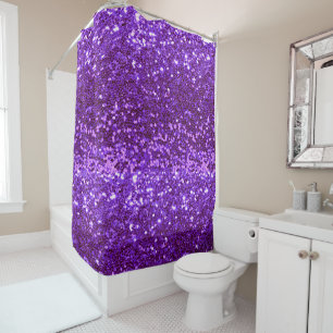 Cortina Para Box Girly Purple Glitter Bling Glam Modern