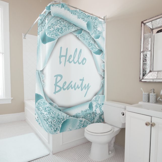 Cortina Para Box Glam 3D Frame Blue OCEAN Aqua HELLO Girly (In Situ)