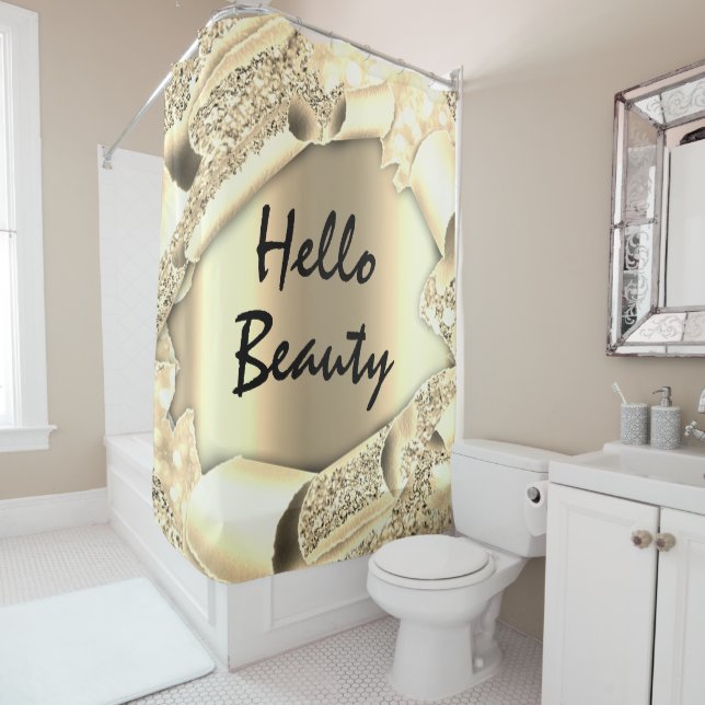 Cortina Para Box Glam 3D Frame FAUX Dourado SPARK HELLO Girly (In Situ)