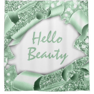 Cortina Para Box Glam 3D Frame Mint GREEN GLITTER HELLO Girls