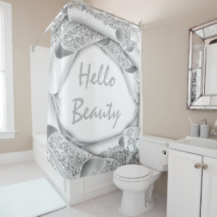 Cortina Para Box Glam 3D Frame SilVER CINZA GLITTER HELLO Girly