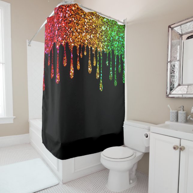 Cortina Para Box Glam Rasta Rainbow Glitter Drives Black (In Situ)