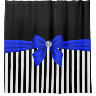Cortina Para Box Glam Royal Blue Arco-Pinstripes-Black