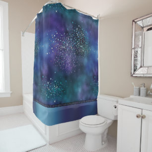Cortina Para Box Glama Náutica Mermaid Azul Escuro Roxo