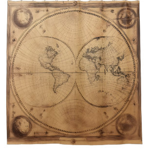 Cortina Para Box Globo de Mapa do Mundo Russo Vintage