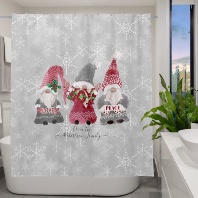 Cortina Para Box Gnomo Christmas Love Joy Peace Snowflakes Family (Criador carregado)