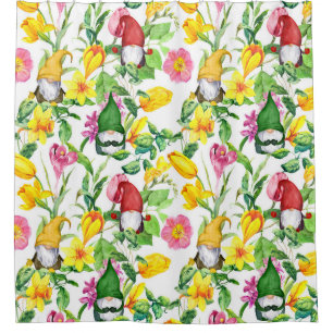 Cortina Para Box Gnomos escandinavos: primavera de aquarela floral.