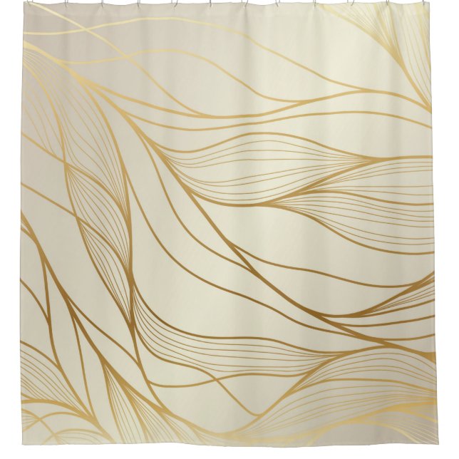 Cortina Para Box Gold wavy pattern. Luxurious golden linear ornamen (Frente)