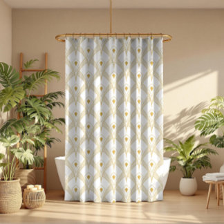 Cortina Para Box Gold & white art-deco seamless pattern 3