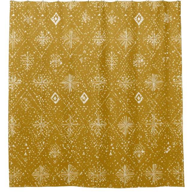 Cortina Para Box Golden Autumn Christmas Snowflake Pattern (Frente)