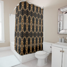 Cortina Para Box Golden Floral Ornate Shower Curtain