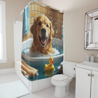 Cortina Para Box Golden Retriever Desleixado Sonolento Fofo Engraça