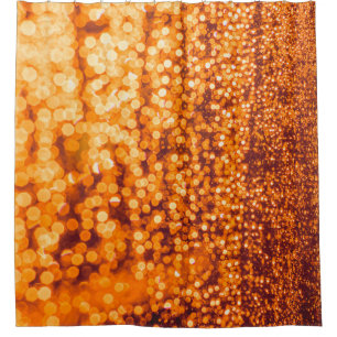 Cortina Para Box Gotas de chuva laranja no vidro, fundo de abstrato