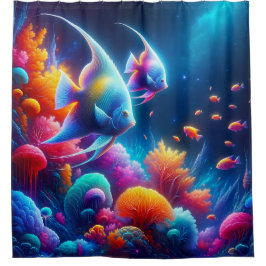 Cortina Para Box "Graceful Angelfish Coral Reef Art"