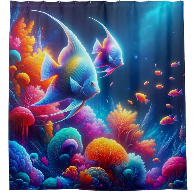 Cortina Para Box "Graceful Angelfish Coral Reef Art" (Frente)