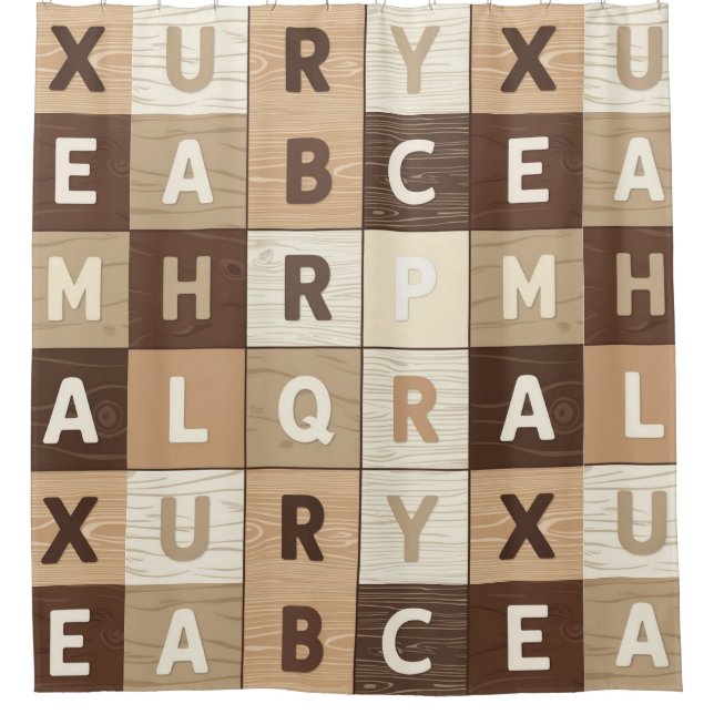 Cortina Para Box Grade de Letras de Madeira (Frente)