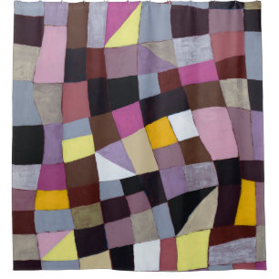 Cortina Para Box Grade Irregular: pintura Abstrato violeta-amarela.