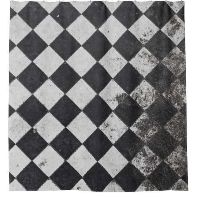 Cortina Para Box Gráfico de harlequim preto e branco (Frente)