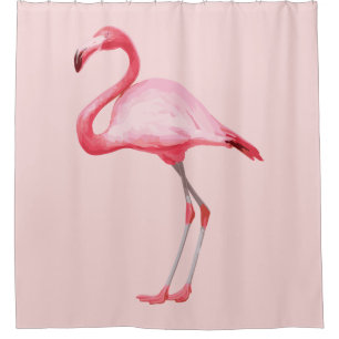 Cortina Para Box Gráfico de pássaros tropicais, cor-de-rosa, com il