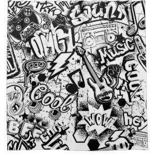 Cortina Para Box grafite história em quadrinhos preto e branco sem