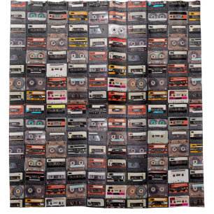Cortina Para Box Grande coleção de cassetes de áudio. Música retrô