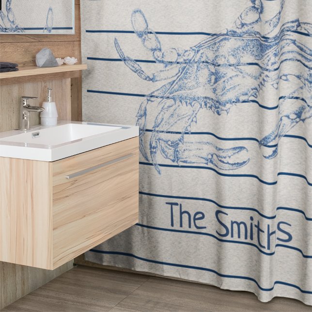 Cortina Para Box Grande Ilustração Crustácea De Caranguejo Azul (Criador carregado)