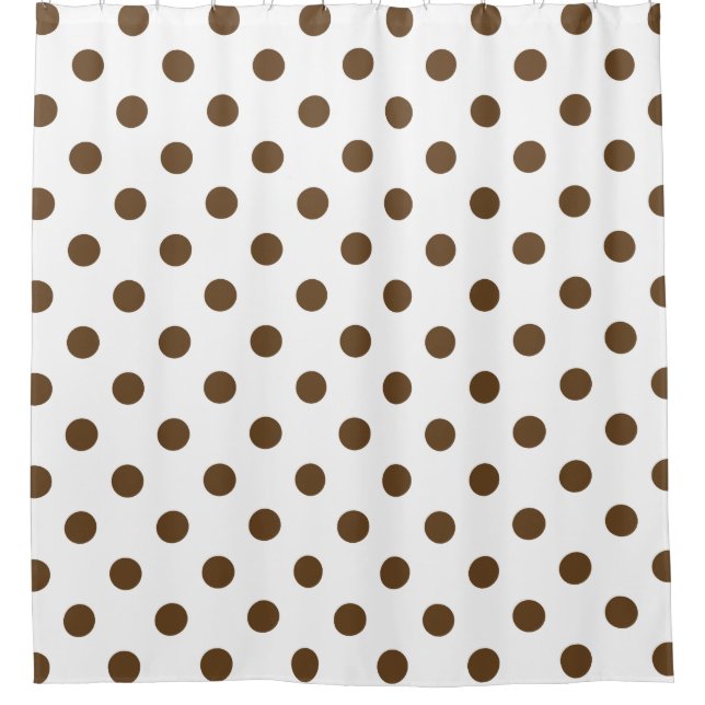 Cortina Para Box Grandes bolinhas - Brown escuro no branco (Frente)