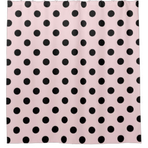 Cortina Para Box Grandes bolinhas - preto em rosa pálido